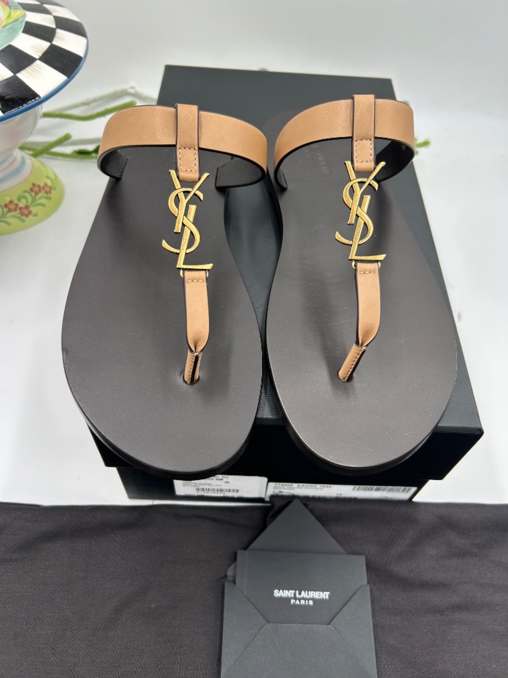 Men’s Saint Laurent Cassandre Leather Sandals . Size 45/12 US. - Picture 3 of 9